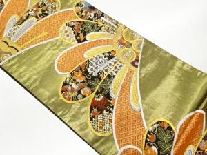 抽象松に古典柄・鶴・宝尽くし模様織出し袋帯